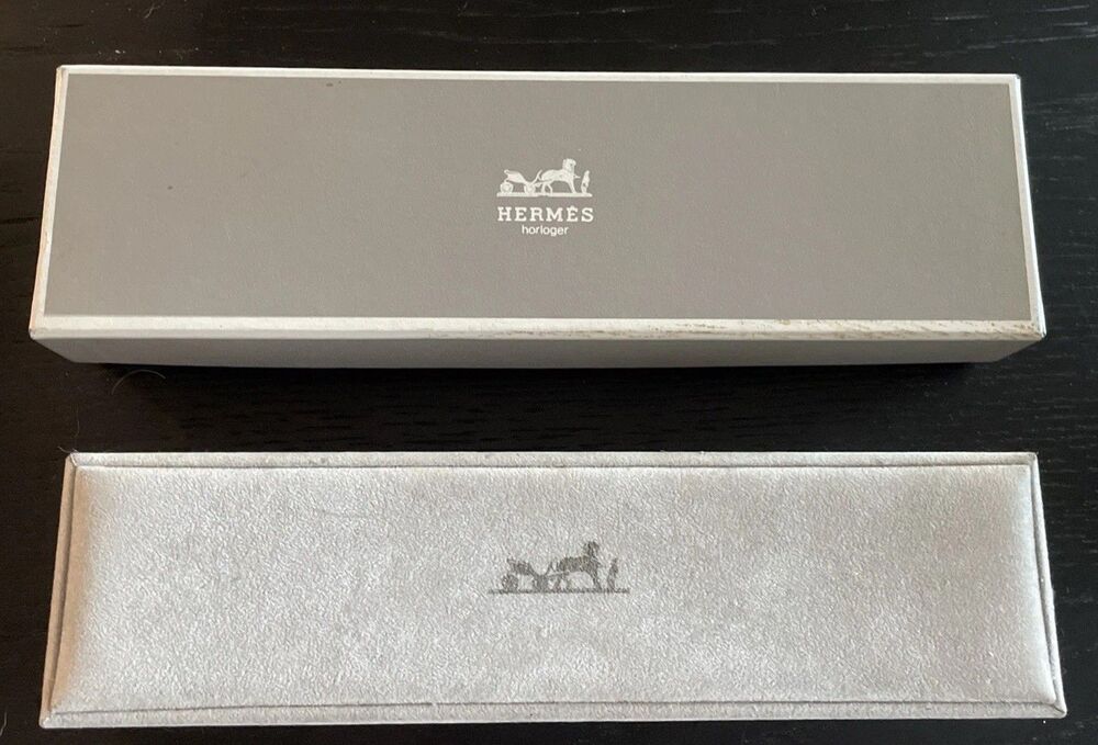 Hermès Paris Authentic Watch Presentation Storage Box Gray White Empty Case
